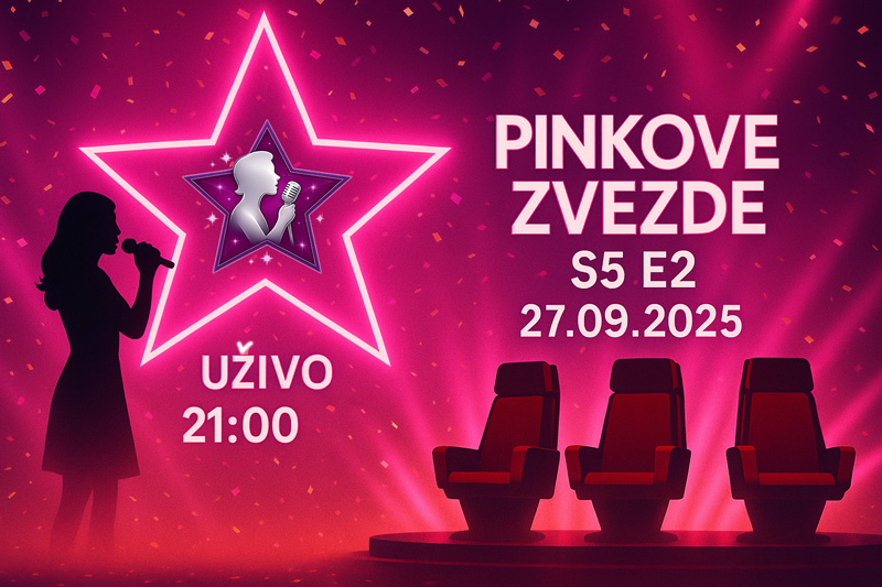Pinkove-Zvezde-S5-E2-Uzivo Pinkove Zvezde S5 E2 uživo – 27.09.2025, 21h, scena, crvene stolice, glamur. Pinkove Zvezde druga epizoda uzivo