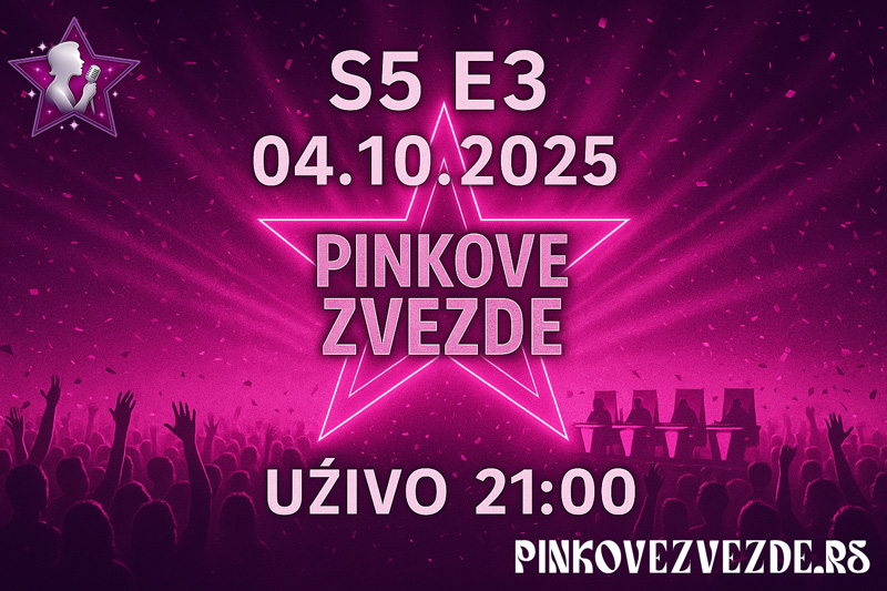 Pinkove Zvezde S5 E3 uživo – 04.10.2025, 21h, scena, crvene stolice, glamur. Pinkove Zvezde druga epizoda uzivo